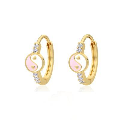 China ROXI Fashionable Unique Design 925 Silver Jewelry Yinyang Tai Chi Heart Enamel Circle Stud Earrings For Women Girls for sale