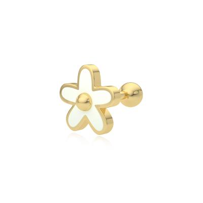 China Cute Silvery ROXI S925 18k Gold Plated Multicolor Cartilage Stud Flower Enamel Piercing Earrings for sale