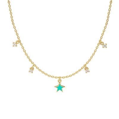 China ROXI Cute Unique Design 925 Silver Thin Gold Star Chain Necklace Jewelry For Women for sale