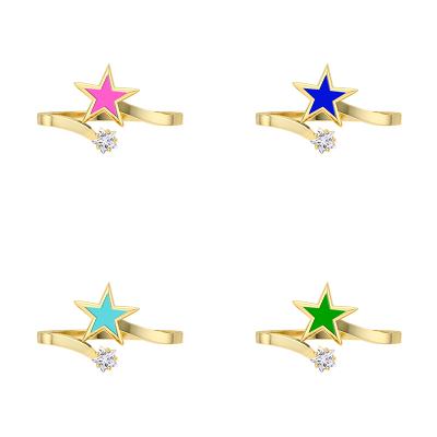 China ROXI Fashion 18k Gold Cute Ladies Ring Colorful Enamel Star 925 Sterling Silver Ring For Women for sale