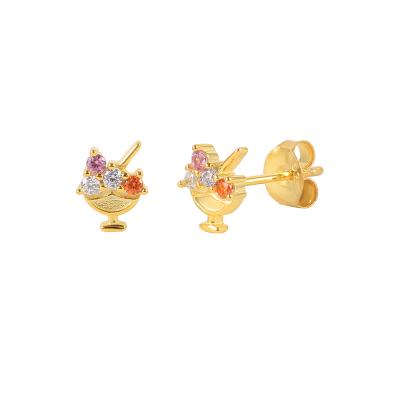 China New S925 autumn new S925 cute silver cute ice cream cocktail sweet candy stud earrings for girls 2021 for sale