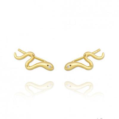 China FASHIONABLE European and American sta s925 sterling silver diamond snake-shaped shiny earrings for sale