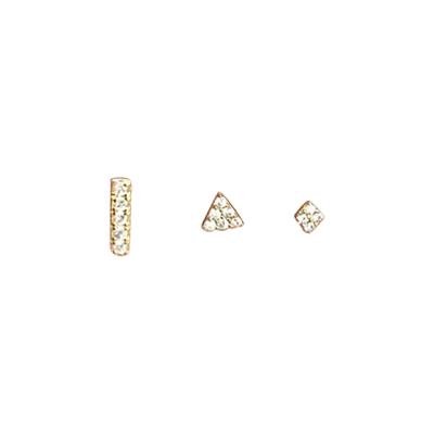 China Hot Selling 3pcs/set Wholesale Mix Earrings FASHIONABLE 925 Silver Multi Shape Stud Earrings Set For Women for sale