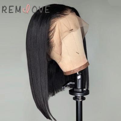 China Silky Straight Bob Wigs Brazilian Straight Remy Hair Glueless 13x4 Deep Wave Hair Part Lace Front Closure Short Lead Wigs For Black Women for sale