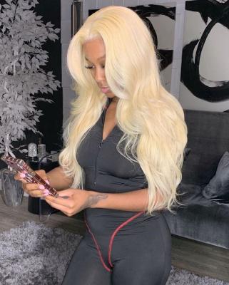 China Glueless Front Full Lace Wig Wholesale Full Body Wave Blonde 613 HD Lace Hair Wig For Black Women for sale