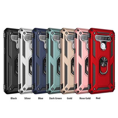 China Military Anti-drop Drop Phone Case For LG K30 X320 X220 Rotating Metal Ring Kickstand Case For LG K61 for sale