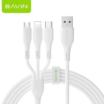 China MP3/MP4 player factory price BAVIN CB209 3 in 1 usb data cable for iphone micro C type for sale