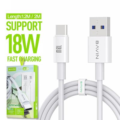 China bavin cb253 18w qc3.0 fast charging cord usb type-c android 2m charging type fast 1m 1.2m c cell phones charger cables speed wholesale price for sale