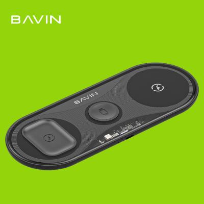 China Smart Watch 2022 Desktop Wireless Fast Charger BAVIN PC817 3In1 Radio Charging iWatch Earphone Mobile Phone for sale