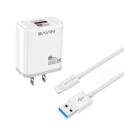 China Newest Mobile Phone Bavin PC826 22.5w Mobile Phone Fast Charger QC3.0 Charger For iPhone for sale