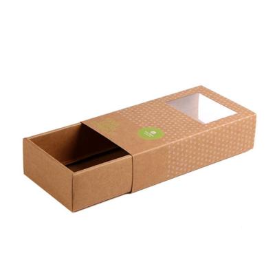 China Handmade Custom Eco-Friendly Kraft Box Cookie Food Packaging Bento Box Plastic Window Drawer Paper Box for sale