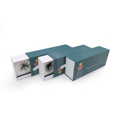 China Recycled Materials Design Slide Drawer Box Professional Match Boxes Glass Jar Paper Packaging Candle Gift Box for sale