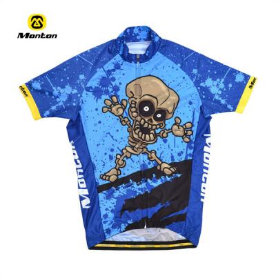 China Wholesale MONTON Skull-CL Cycling Jersey Antibacterial Blue Cute Kids Apparel for sale