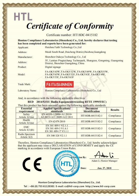 CE - Huizhou Faith Technology Co., Ltd.