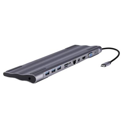 China Hot Selling Amazon 11 in 1 Multiport and Multi Function USB C Hub with Aluminum Case 11 in 1 for sale