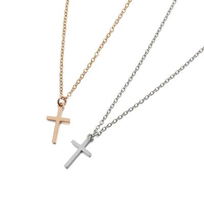 China TRENDY 18k Gold Silver Plated Simple Choker Pendant Necklace Tiny Cross Necklace For Women Girls for sale