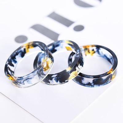 China Transparent Ocean Style Plastic Resin Rings Wedding Band Cocktail Ring Jewelry for sale