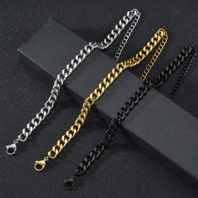 China FASHIONABLE Mens Womens Womens Stainless Steel Simple Cuban Curb Chain Link Bracelet for sale