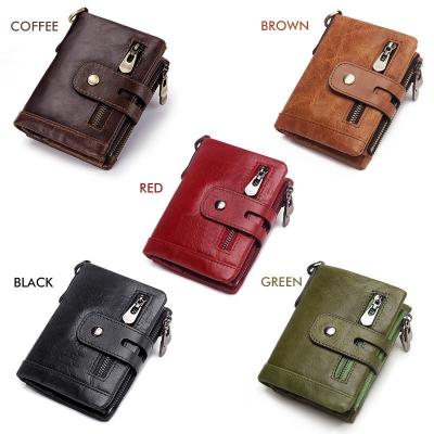 China Wholesale 100% Fashion Large Capacity Genuine Leather Anti-theft Purse Men's Purse Retro Zipper Coin Buckle Wallet Wallet for sale