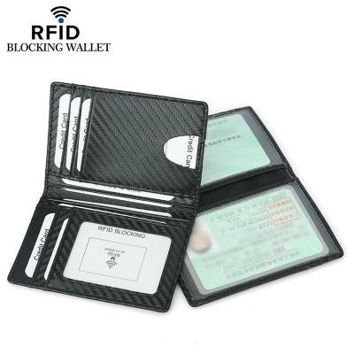 China Fashion RFID Blocking Ultra Thin Carbon Leather Wallet Credit Card Holder With Money Clip Business Purse With Money Clip Men Wallets for sale