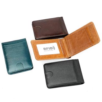 China Fashion Minimalist Logo Custom Bi-fold Slim Rfid Blocking Card Wallet RFID Money Clip Wallets For Men for sale