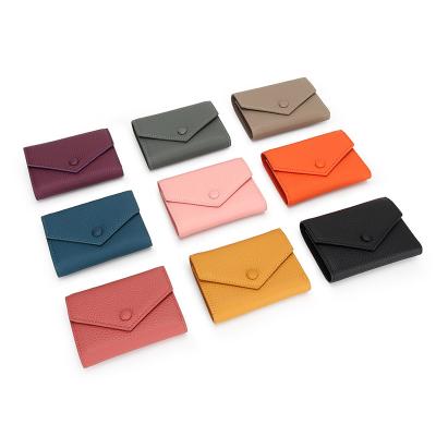 China Fashion Custom Logo Genuine Leather Wallet Women Short Lash New Arrival Female Purse Coin Wallets Envelope Classic Design Walletsnew for sale