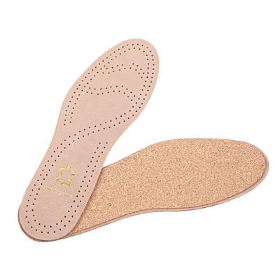 China Breathable High Elastic Shock Absorption Cork Flat Sheepskin Genuine Leather Soft Wear-resistance Insole for sale