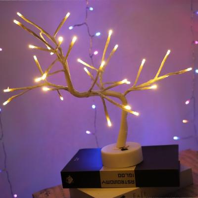 China Hot Sale 40CM Birch LED Artificial Birch Tree Light Modern Indoor Decor USB Powered Warm White Tree Table Lamp For Party for sale