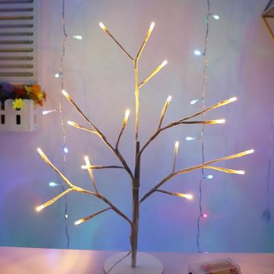 China Battery Operated Night Decorative Light LED Table Shape Birch Table Lamp Decorative Birch Tree Led Light For Home Decoration for sale