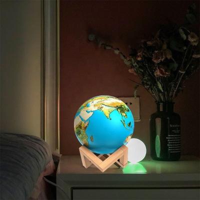 China Hot Selling 15CM LED Earth Lamp 3d Printing Creative USB Rechargeable Globe Lamp Night Light For Decorative Ornaments Gift for sale