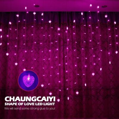 China Love Shaped LED Curtain Icicle Light String Lights Outdoor Christmas Window Fairy Lights Garland Hearts for Wedding Decoration Light Curtain for sale