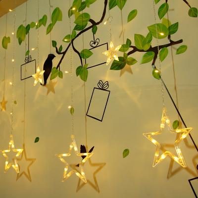 China TL-XX Factory Selling Shop Window Warm White Decorative Christmas Led String Lights Home Decor Indoor Star Led Curtain Light for sale