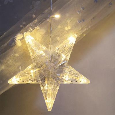 China Curtain light factory outlets warm white snowflakes decorative string lights star light wholesale curtain christmas star lights fariy for sale