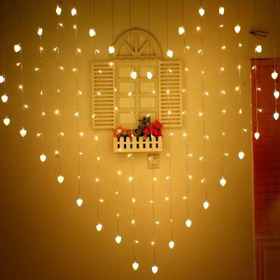 China Icicle string lights wedding hot sale decoration home accessories heart shape wedding occasion led curtain light for sale