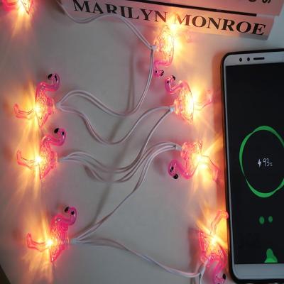 China USB Flamingo Christmas Phone Cable Charging Light Charging 8 Charger LED Led Lamp Phone Charger Led Usb Data Cables Best Christmas Gifts for sale