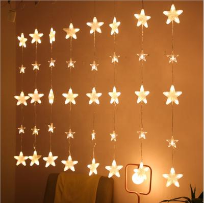 China Star String Curtain Light Hot Selling Customized Christmas Window Decoration Lights Twinkle String Light Star Led Curtain Light for sale