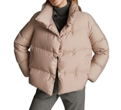 China Waterproof Women's Quilted Down Jacket Plus Size Polyester Down Khaki Breathable Windproof Jacket for sale