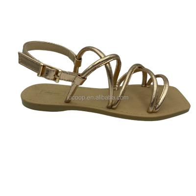 China Fashion trend simple design ladies sandals summer sandals for women shape flat sandals with nice bottom for sale