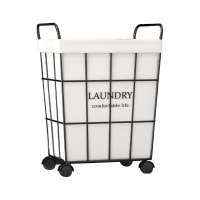 China Sustainable Metal Fabric Hamper Sorter Cart With Wheels Collapsible Laundry Hamper Trolley Foldable for sale