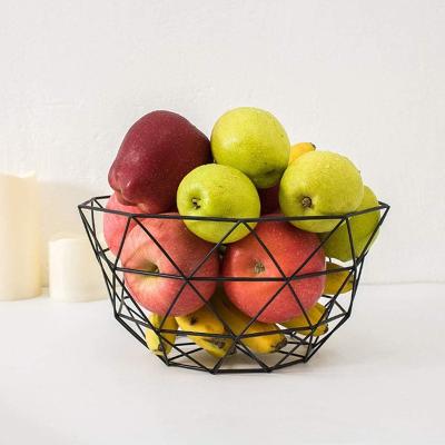 China Black Round Wire Mesh Storage Viable Metal Bread Fruit Organizer Kitchen Basket Living Room Vegetable Home for sale