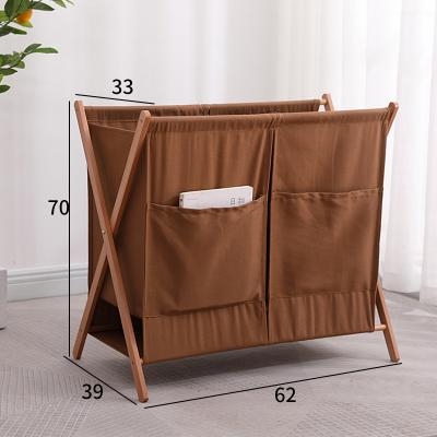 China Tropical Decorative Folding Unpainted Foldable Wooden Cotton Dirty Laundry Hamper with Pockets for Bedroom Bathroom Home for sale