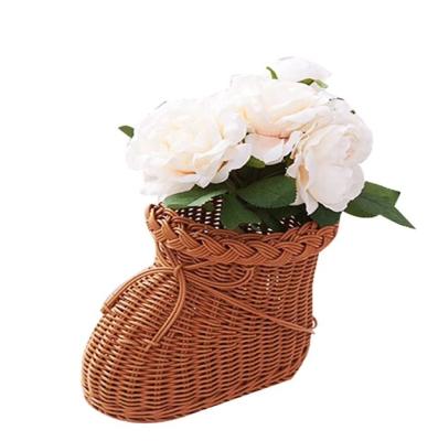 China Yanyi PE plastic rattan woven flower rattan vases arrange/reservation for home decorative flower pot planter for sale