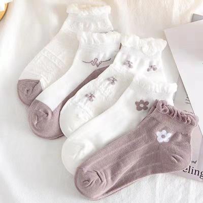 China Summer Socks Bubble Lace Cotton Female Socks Lovely New Style Breathable White Thin Socks for sale