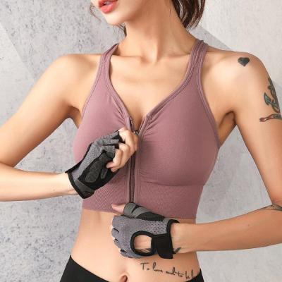 China Front Zipper Plus Size Gym Fitness Shapewear High Intensity Shockproof Vest Underwear Sports Yoga Running Bra for sale