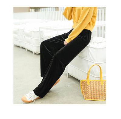 China Amazon thoughtful Europe and the United States autumn and winter high-level feeling of young girls gold velvet wide leg pants for sale