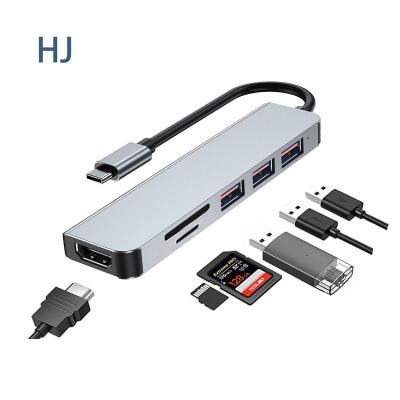 China Wholesale New Arrival Keyboard Orange Left 2022 Type C To HD MI 4k Hub Adapter USB C Hub With Card Reader Adapter Type C Hub For Laptop for sale