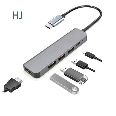 China Wholesale OEM ODM 2022 Orange Port HD MI Adapter 5 Into 1 USB C Dongle Dock USB Hub USB C C Laptop Hub for sale