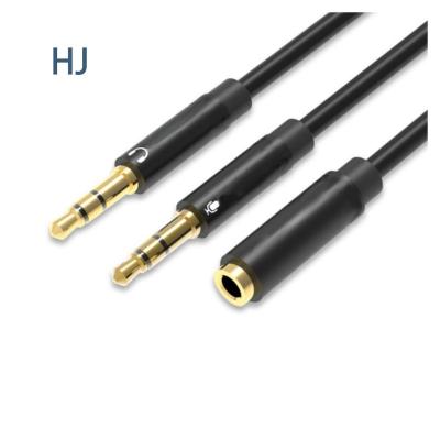 China High Quality Car 2-in-1 Converter Cable 3.5mm Female Earphone Adapter Headphone For PC for sale