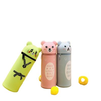 China Hot Sale Fashion Cartoon Cute Animal Shape Waterproof School Students Silicone Pencil Bag/Pencil Pouch/Women Makeup Standing Bag for sale