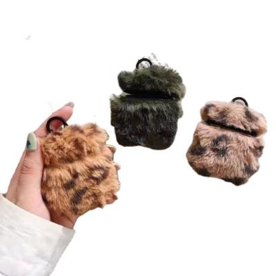 China 2020 winter fashion leopard fur lightweight case with leather patch for airpods case 1/2 for sale